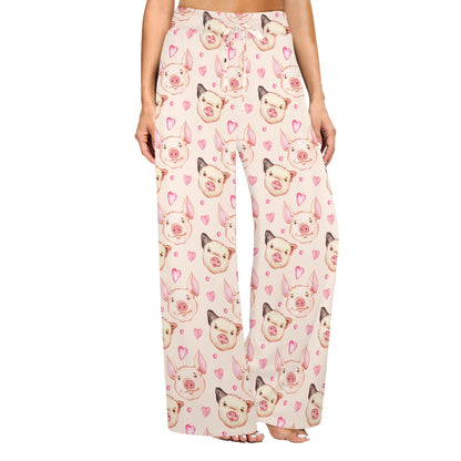 Pig Print Design LKS406 Women's Wide Leg Lounge Pants