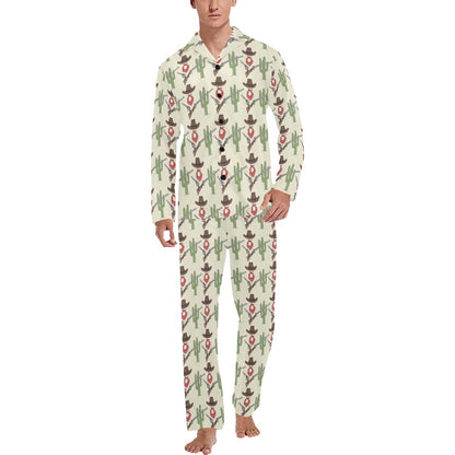 Western Cowboy Print Men's Long Pajama Set