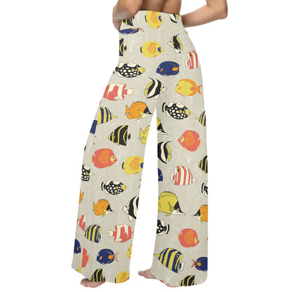 Angelfish Print Design LKS401 Women's Wide Leg Lounge Pants
