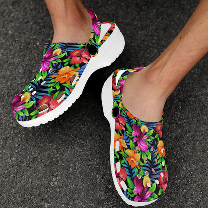 Tropical Folower Colorful Print Unisex Clogs Shoes