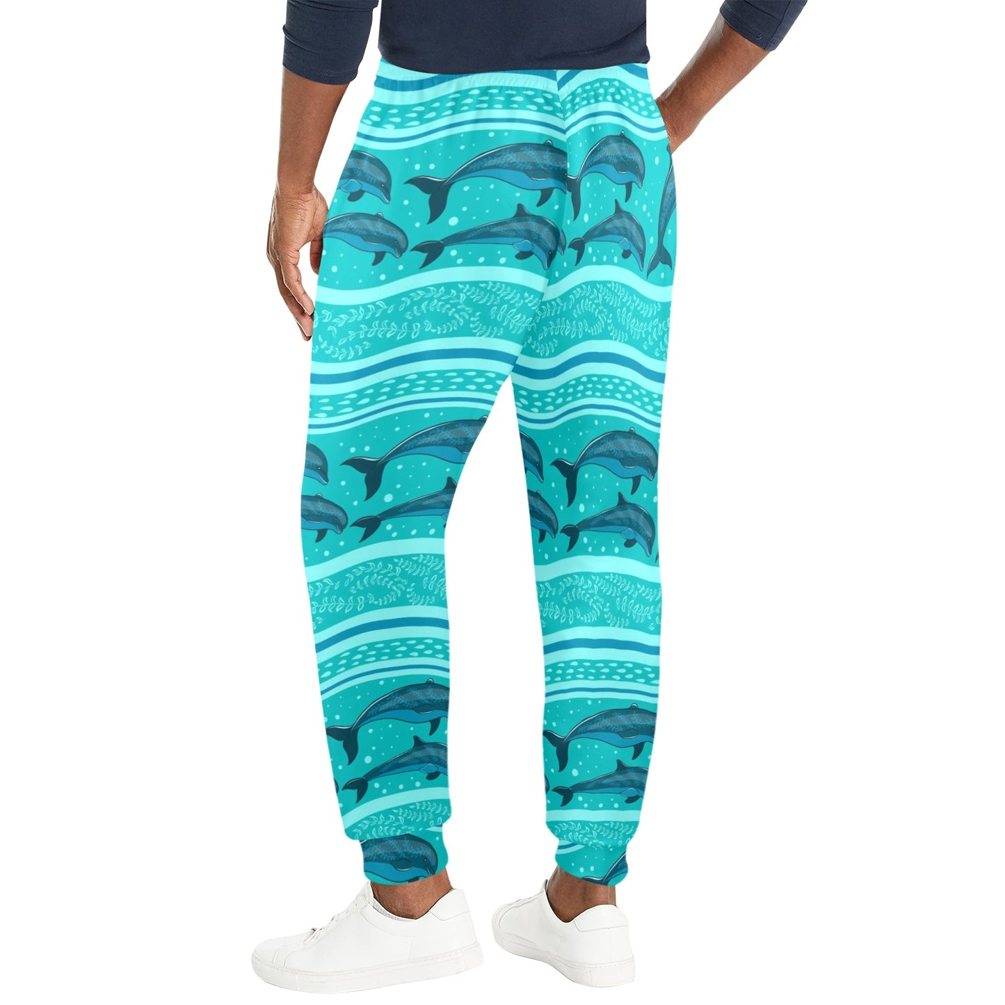 Dolphin Pattern Shower Curtain Men's Casual Track Pants