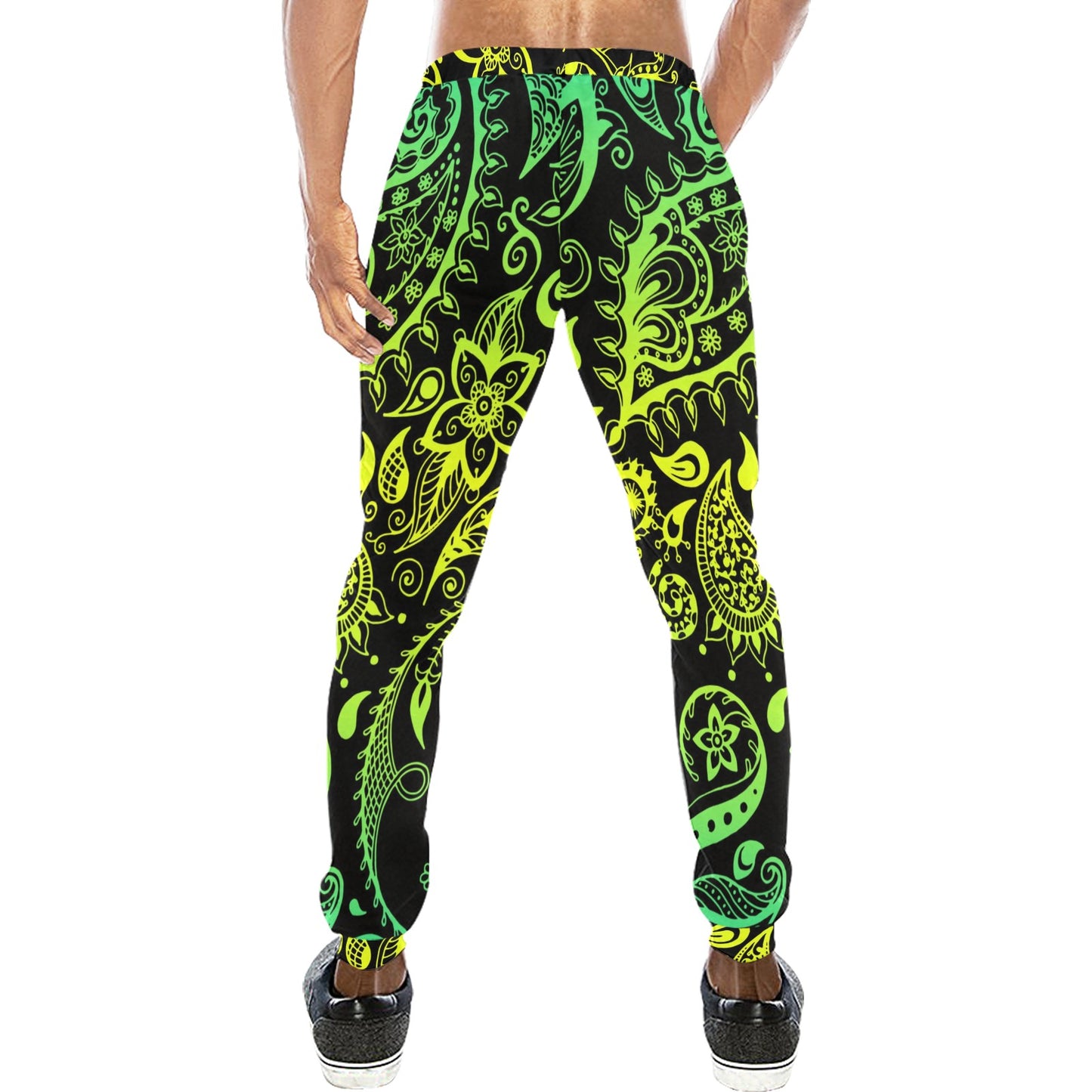 Paisley Green Design Print Men's Sweatpants