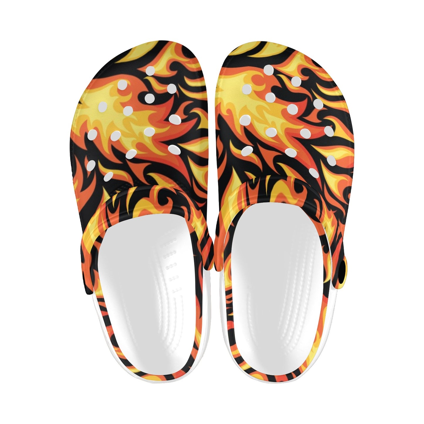 Flame Fire Design Pattern Unisex Clogs Shoes