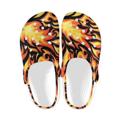 Flame Fire Design Pattern Unisex Clogs Shoes