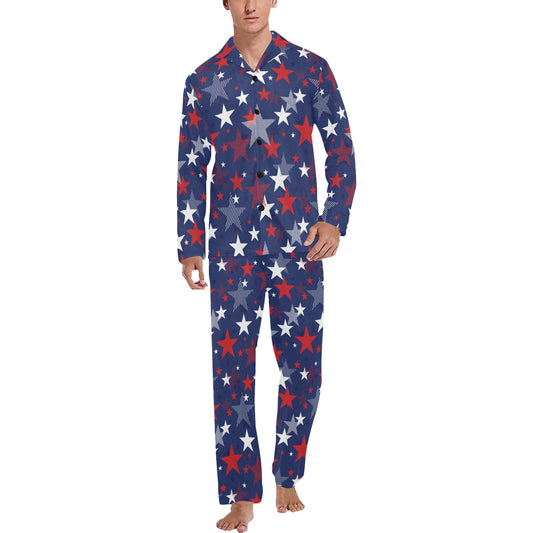 Star Print Design LKS304 Men's Long Pajama Set