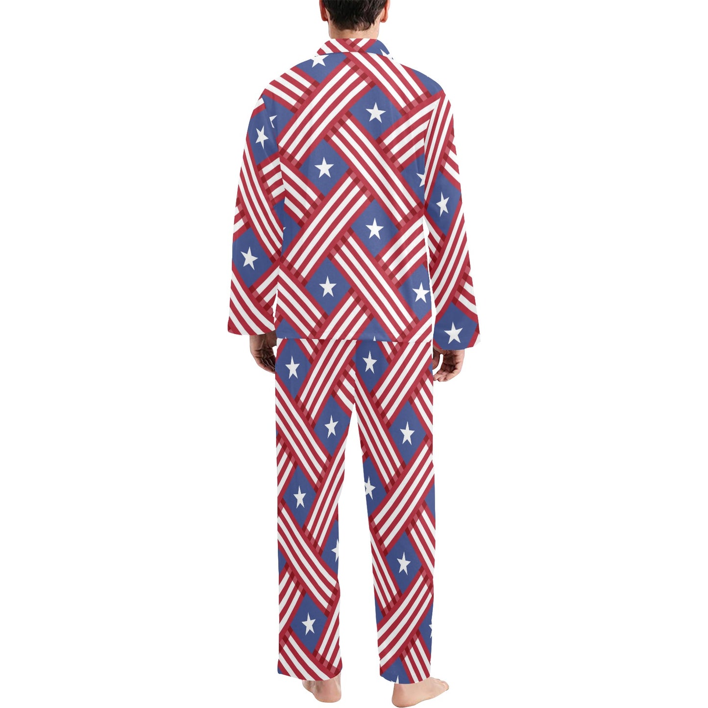 American flag Pattern Men's Long Pajama Set