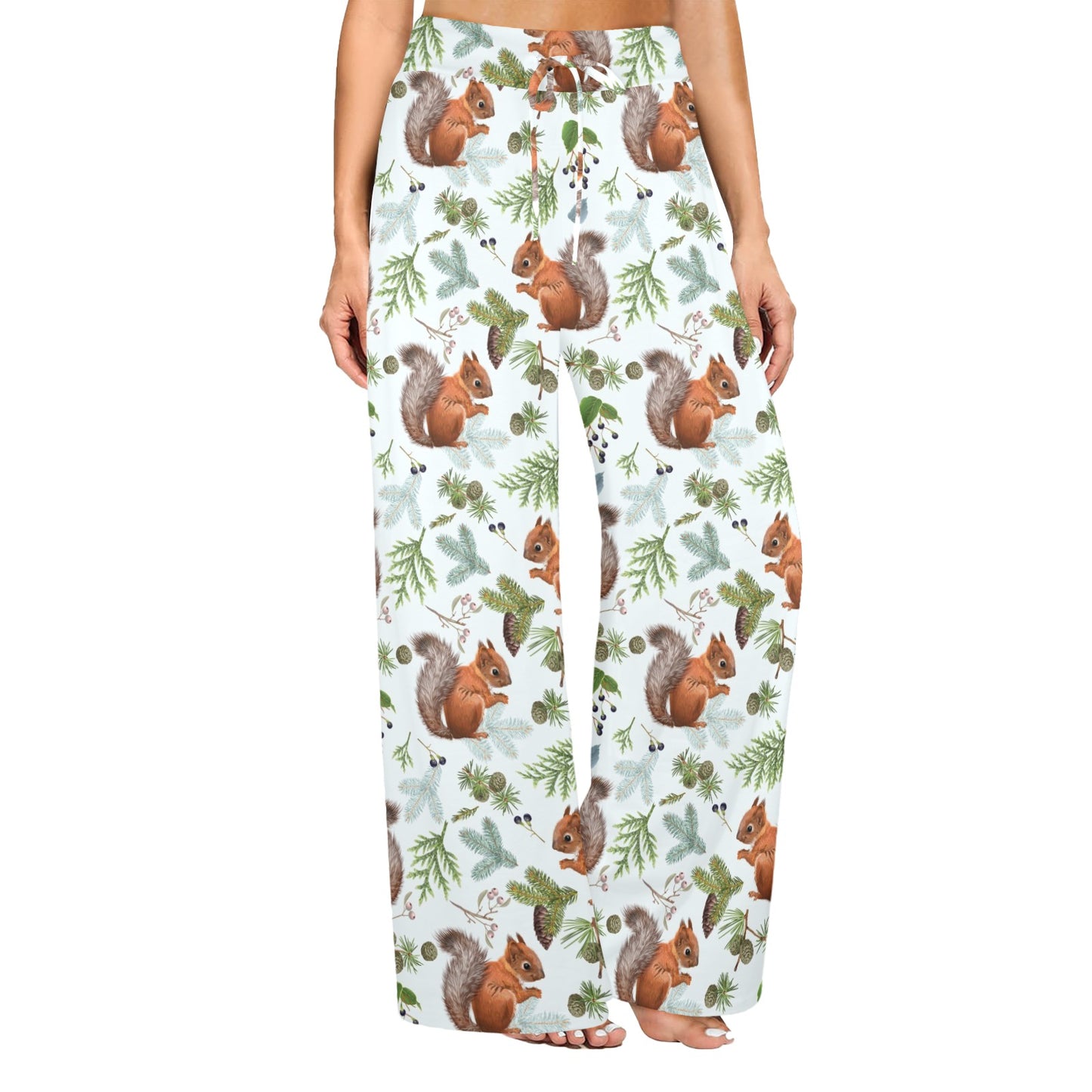 Squirrel Print Design LKS308 Women's Wide Leg Lounge Pants