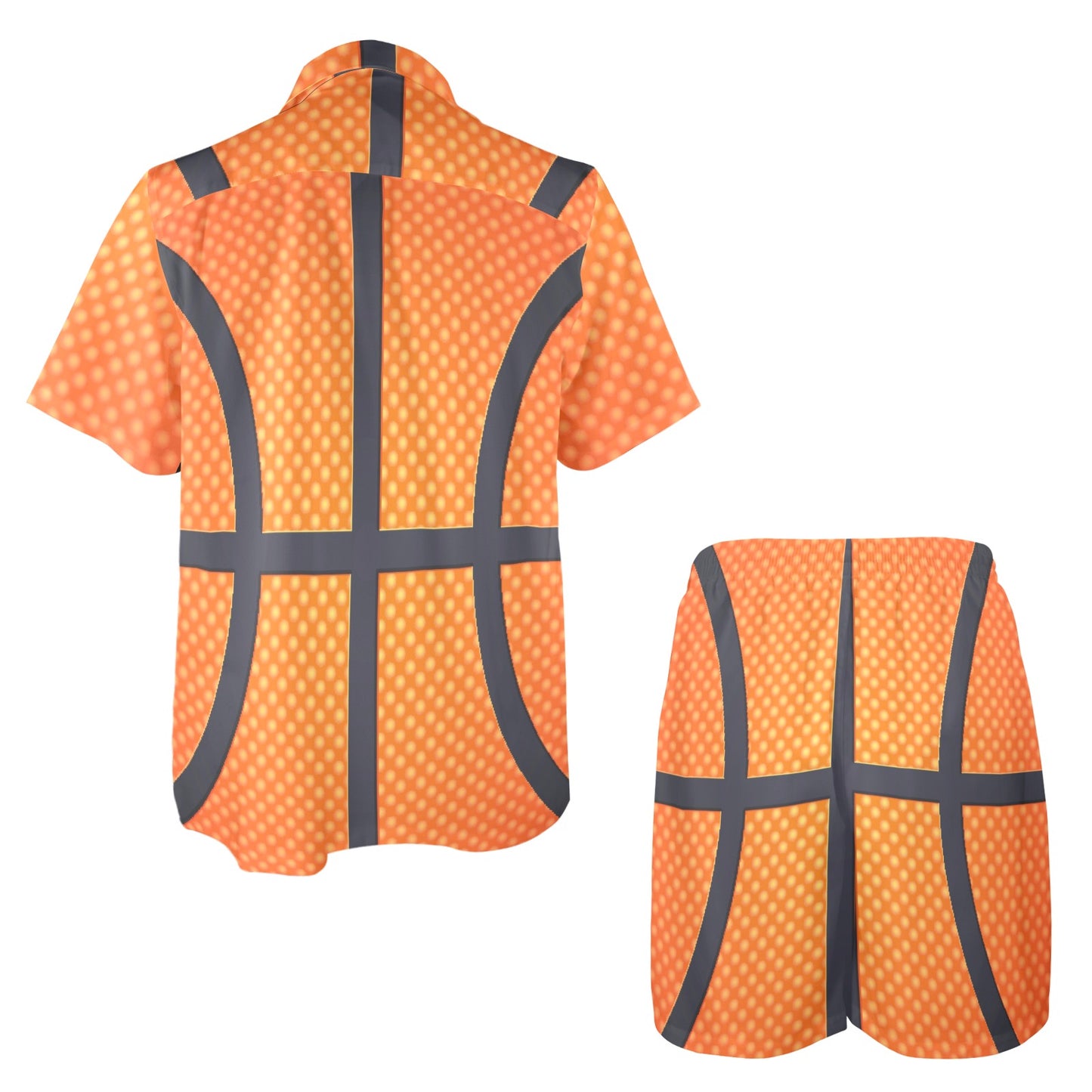 Basketball Texture Print Pattern Men's Beach Shirt and Shorts Set