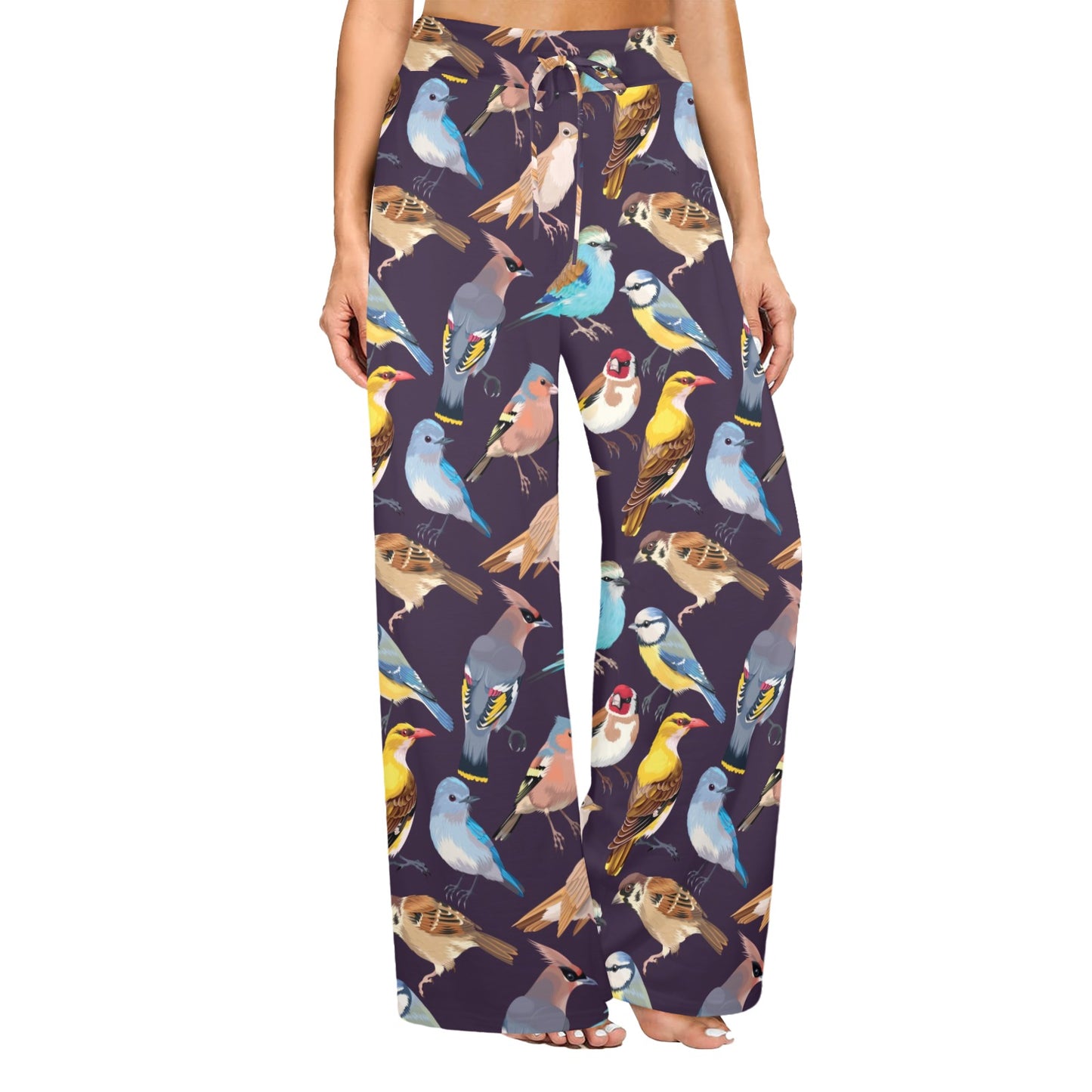 Bird Cute Print Pattern Women's Wide Leg Lounge Pants