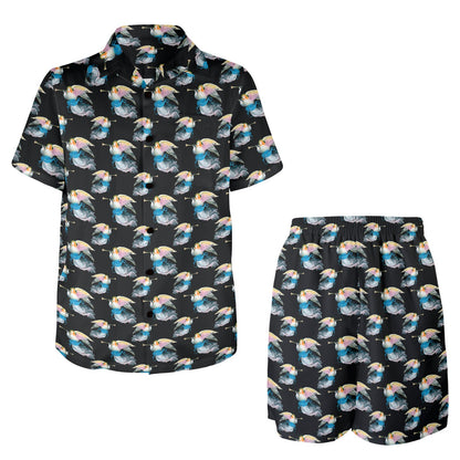 Angel with Wings Beautiful Design Print Men's Beach Shirt and Shorts Set