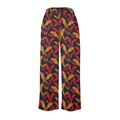 Bat Pattern Print Design 01 Women's Wide Leg Lounge Pants