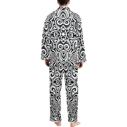 Polynesian Tattoo Pattern Men's Long Pajama Set