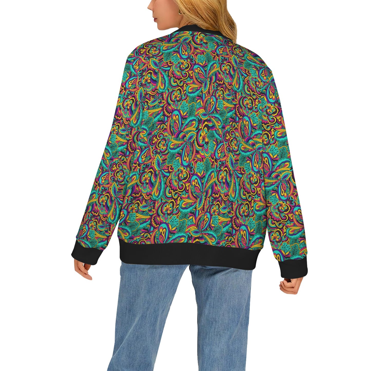 Psychedelic Trippy Floral Design Women's Cardigan