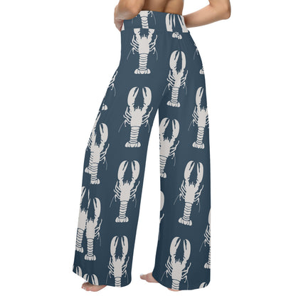 Lobster Pattern Print Design 02 Women's Wide Leg Lounge Pants