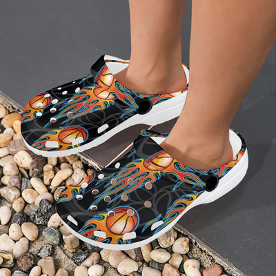 Basketball Fire Print Pattern Unisex Clogs Shoes