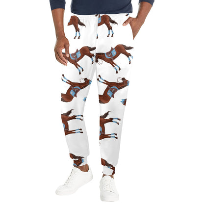 Brown Horse Pattern Shower Curtain Men's Casual Track Pants