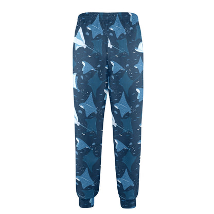 Manta Ray Pattern Print Design 02 Men's Casual Track Pants