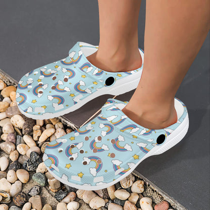 Rainbow Cloud Print Pattern Unisex Clogs Shoes