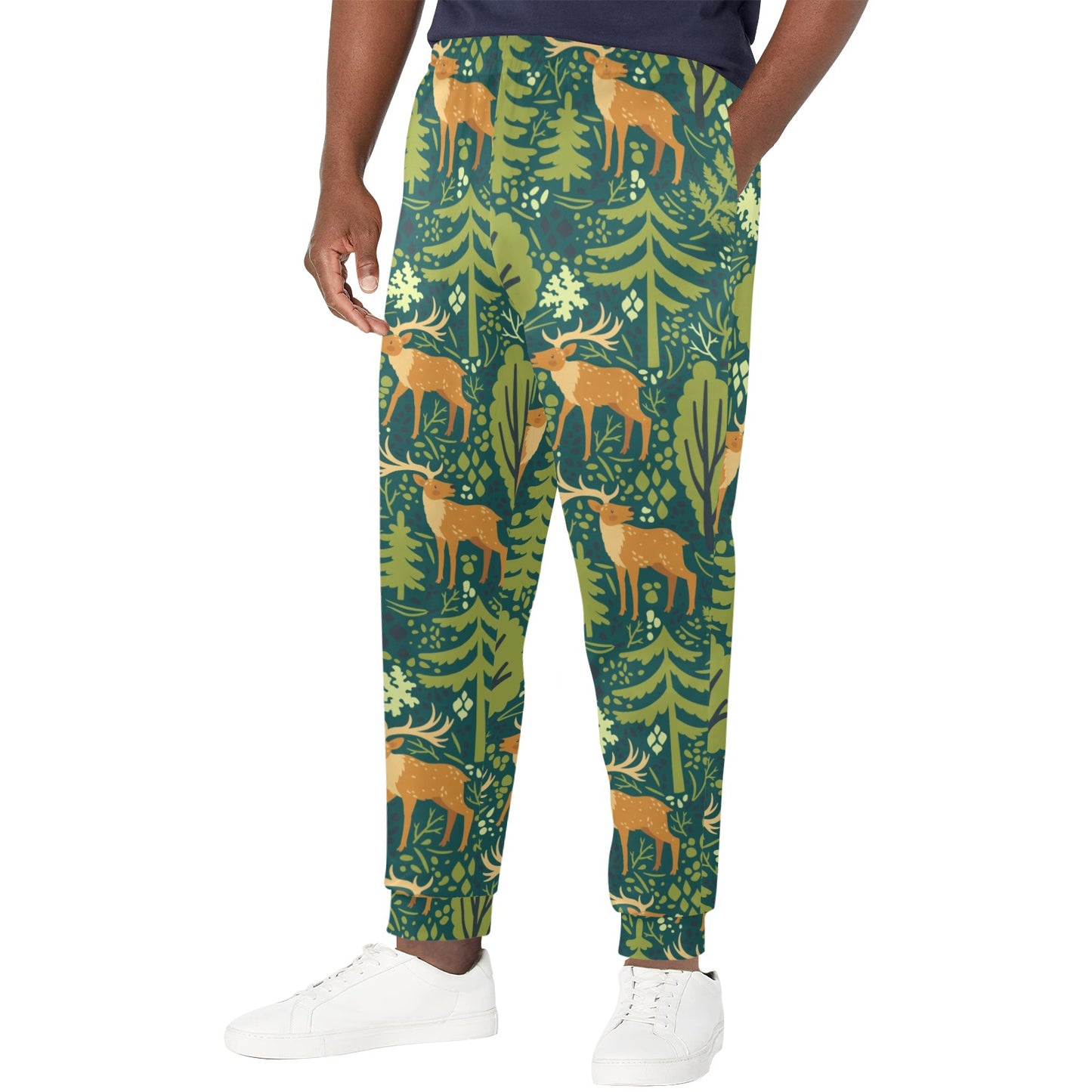 elk Design Print Pattern JJ0198 Men's Casual Track Pants