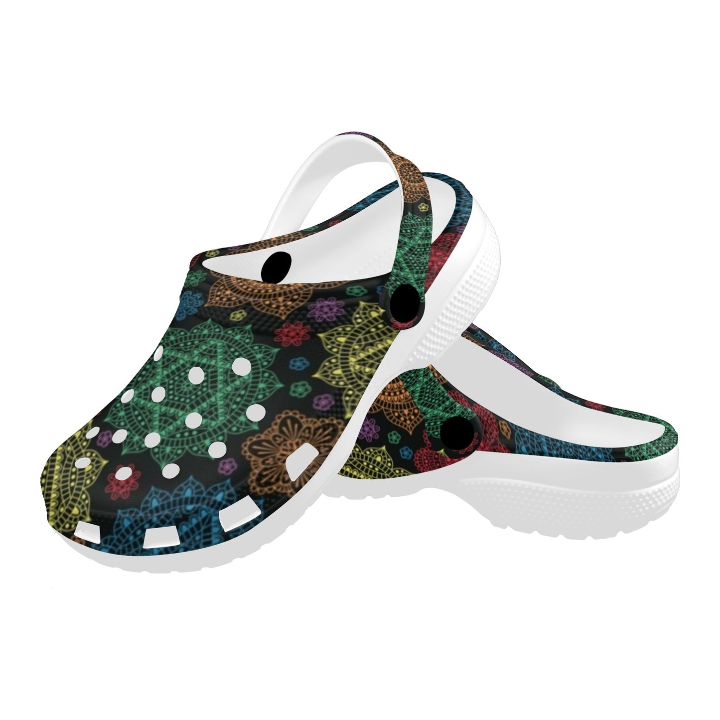 Chakra Mandala Print Pattern Unisex Clogs Shoes