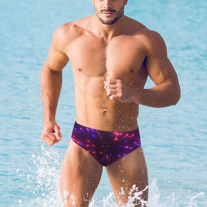 Celestial Purple Blue Neon Speed Light Men's Swimming Briefs