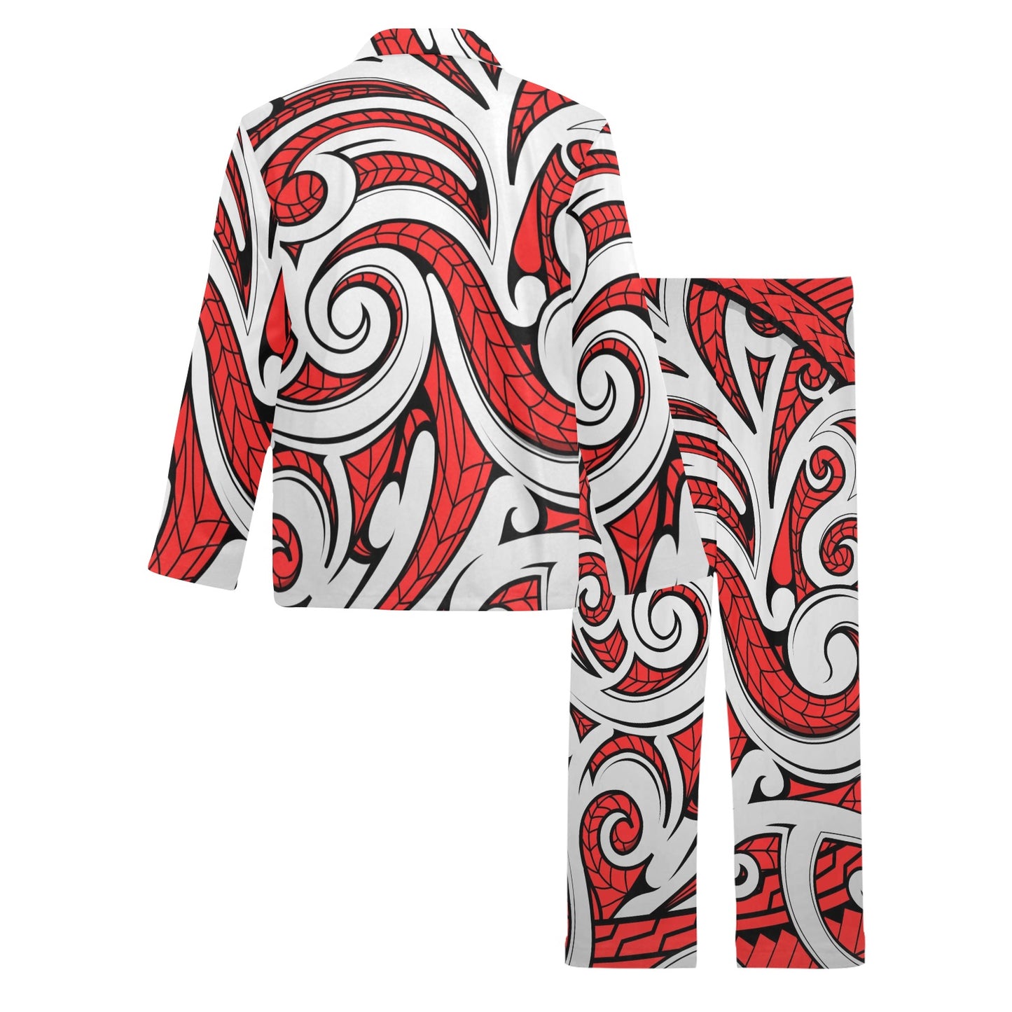 Maori Polynesian Themed Design Print Men's Long Pajama Set