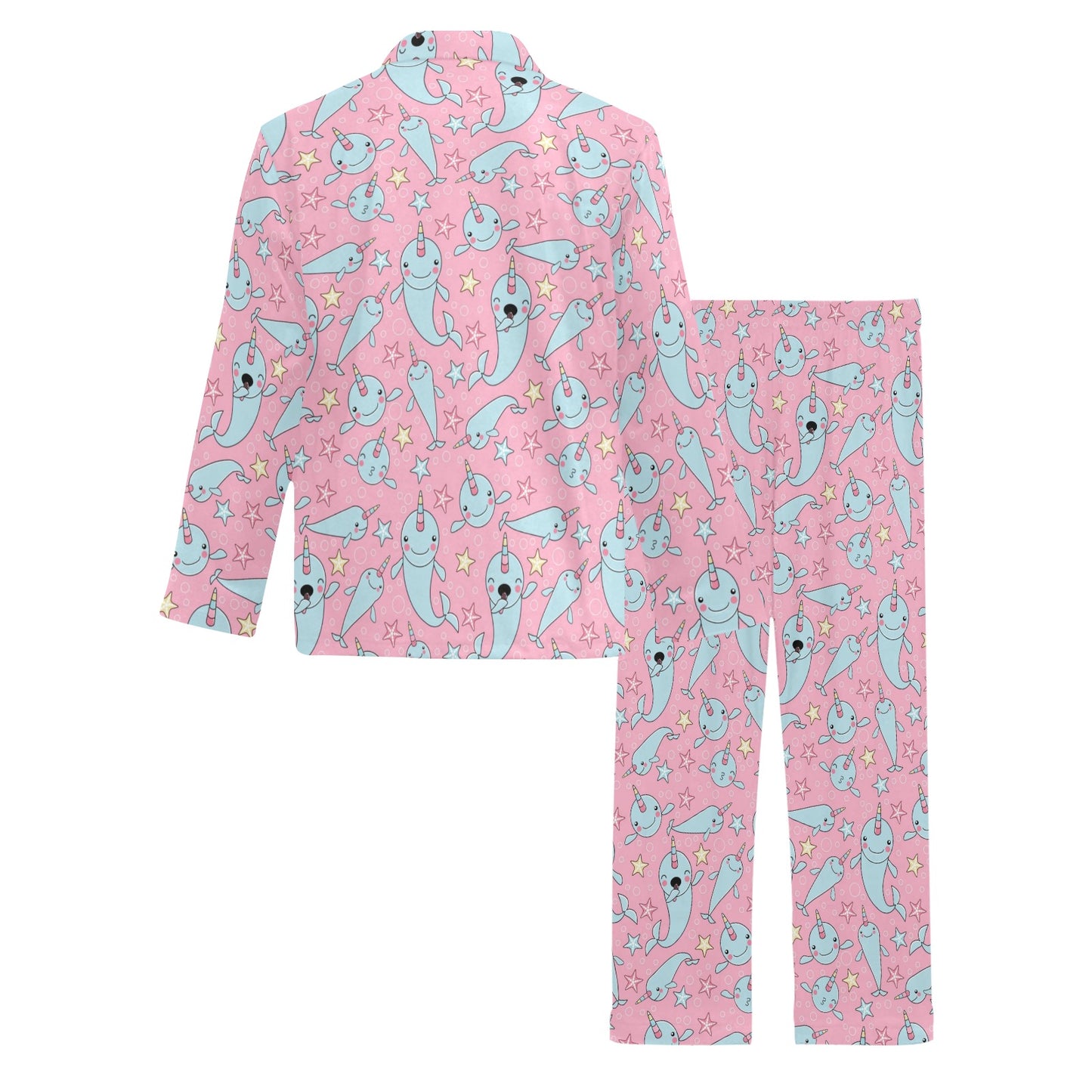 Narwhal Cartoon Cute Print Men's Long Pajama Set