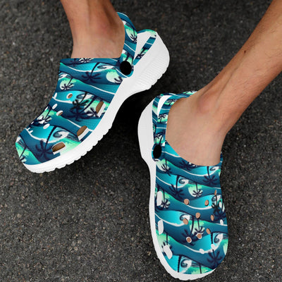 Beach Wave Design Print Unisex Clogs Shoes