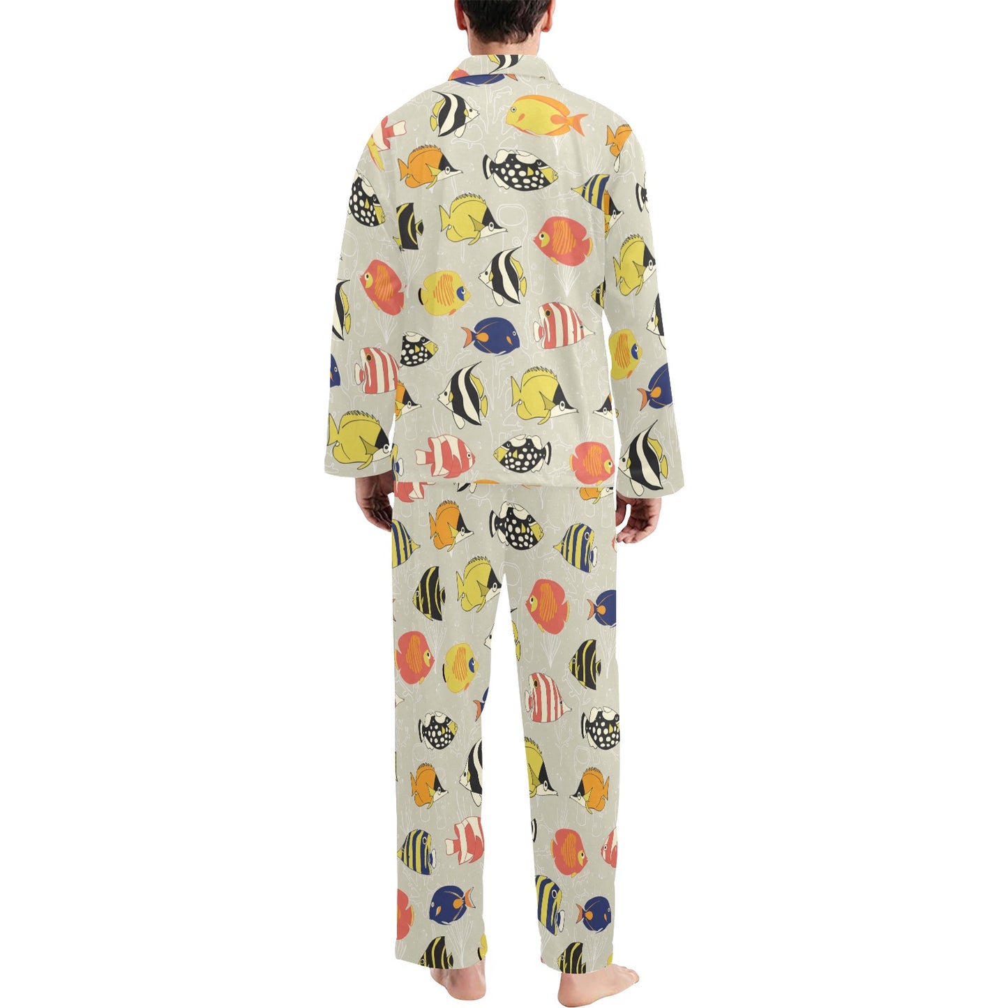 Angelfish Print Design LKS401 Men's Long Pajama Set