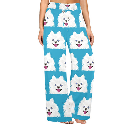 Pomeranians Pattern Print Design A05 Women's Wide Leg Lounge Pants