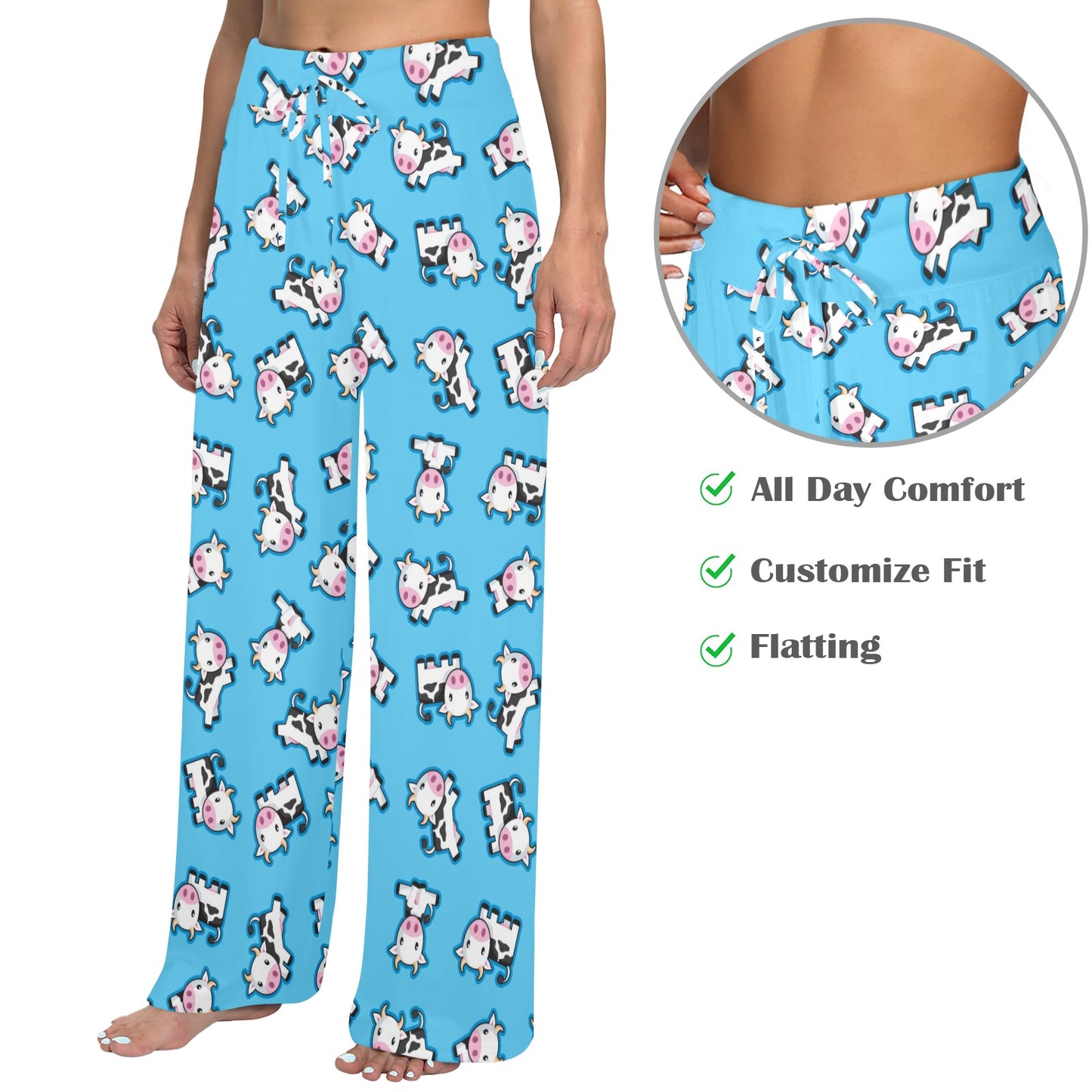 Cow Pattern Print Design 01 Women's Wide Leg Lounge Pants