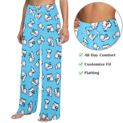 Cow Pattern Print Design 01 Women's Wide Leg Lounge Pants