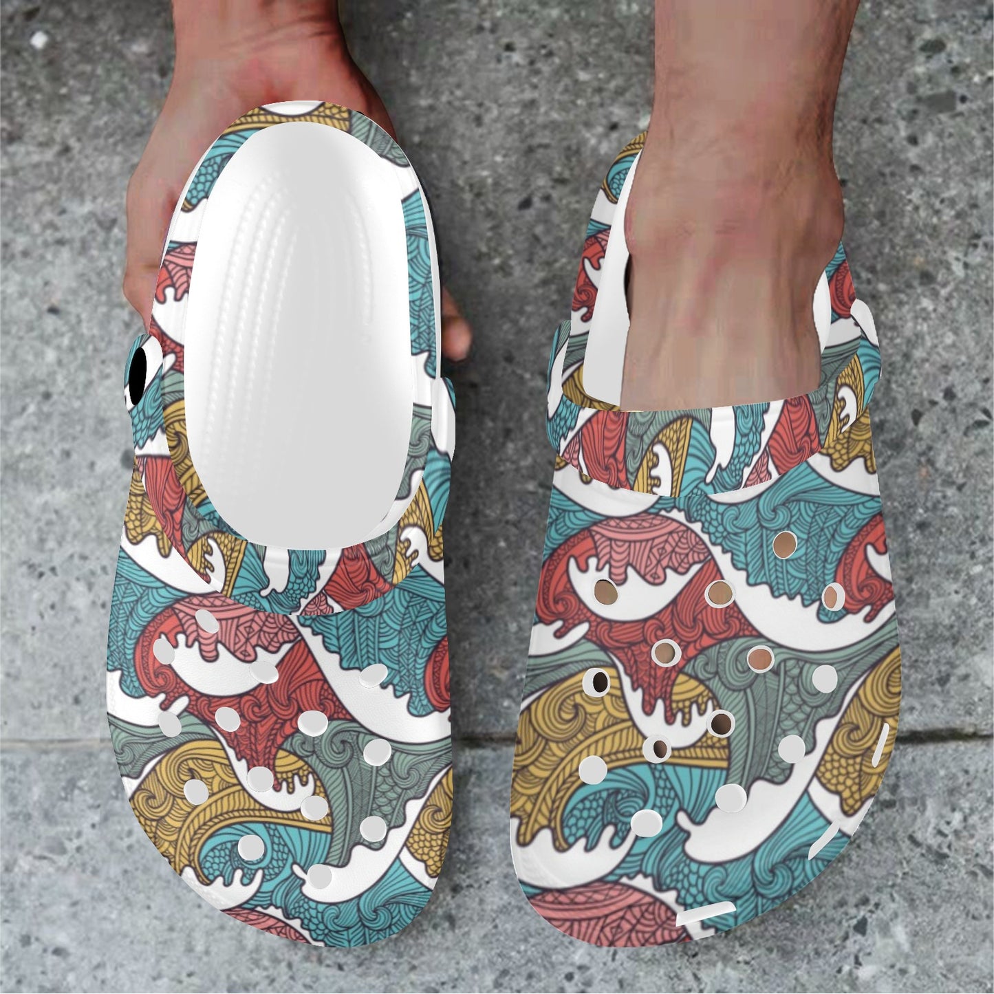 Tribal Wave Pattern Print Unisex Clogs Shoes