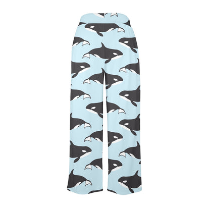 Killer Whale Pattern Print Design 01 Women's Wide Leg Lounge Pants