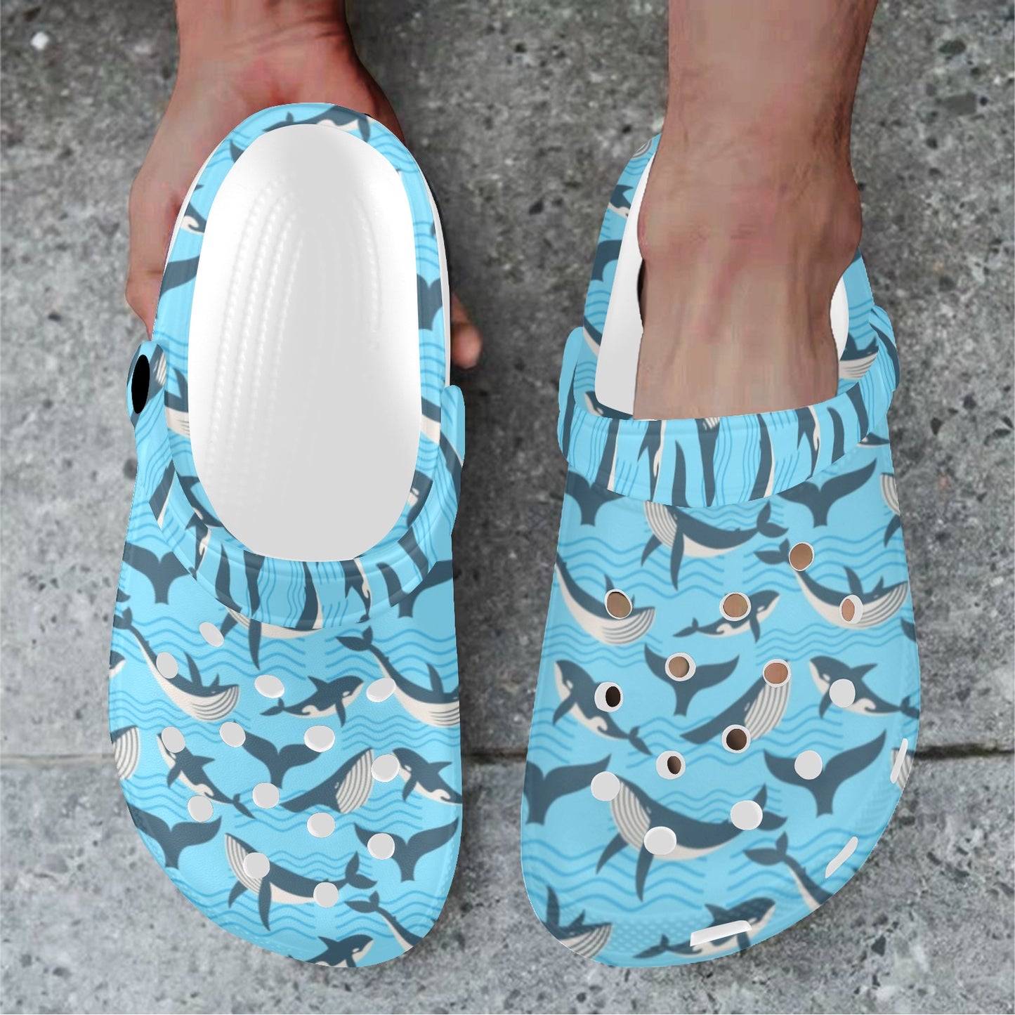Whale Pattern Design Themed Print Unisex Clogs Shoes
