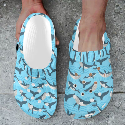 Whale Pattern Design Themed Print Unisex Clogs Shoes