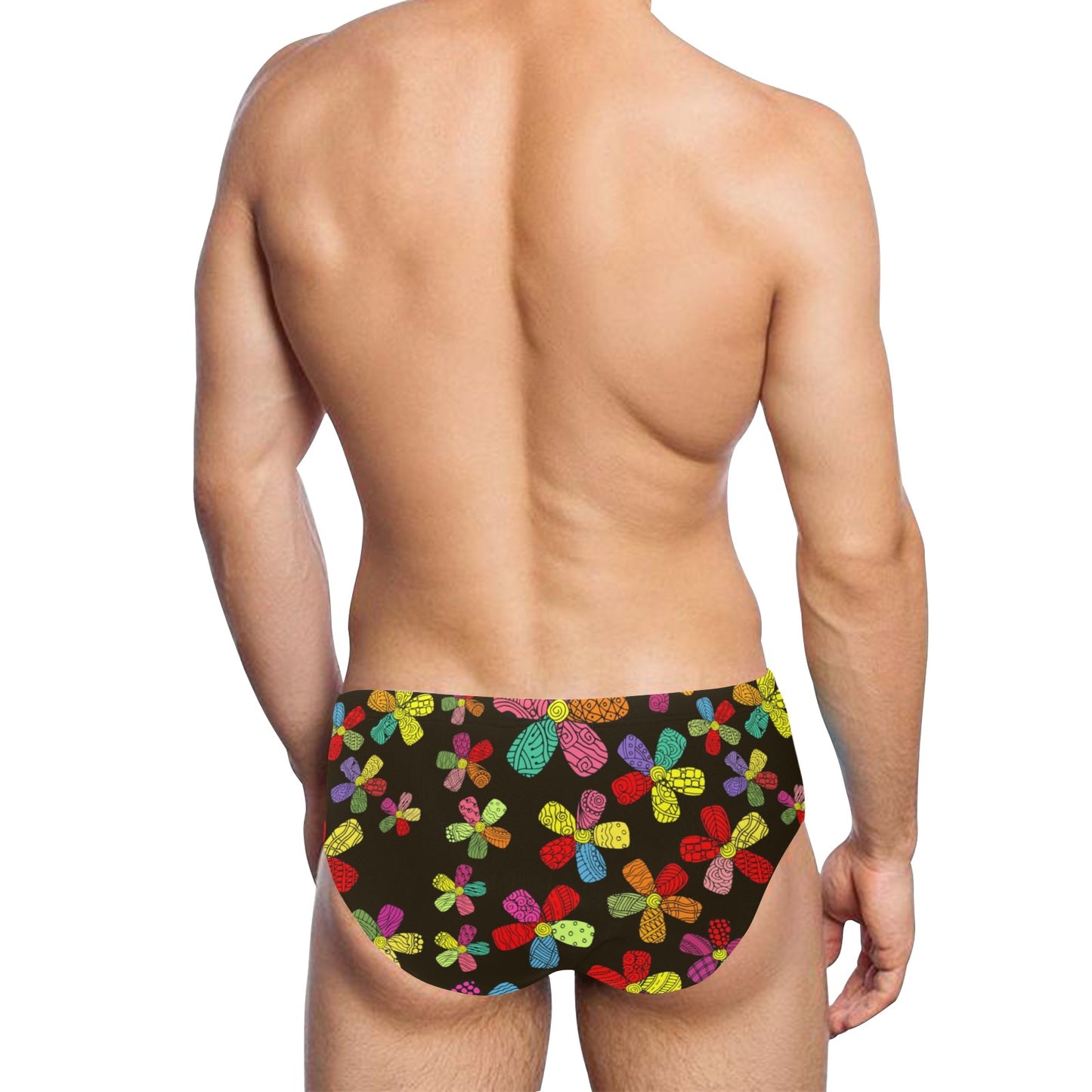 Flower Power Colorful Print Pattern Men's Swimming Briefs