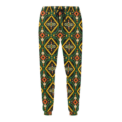 Kente Green Design African Print Men's Sweatpants