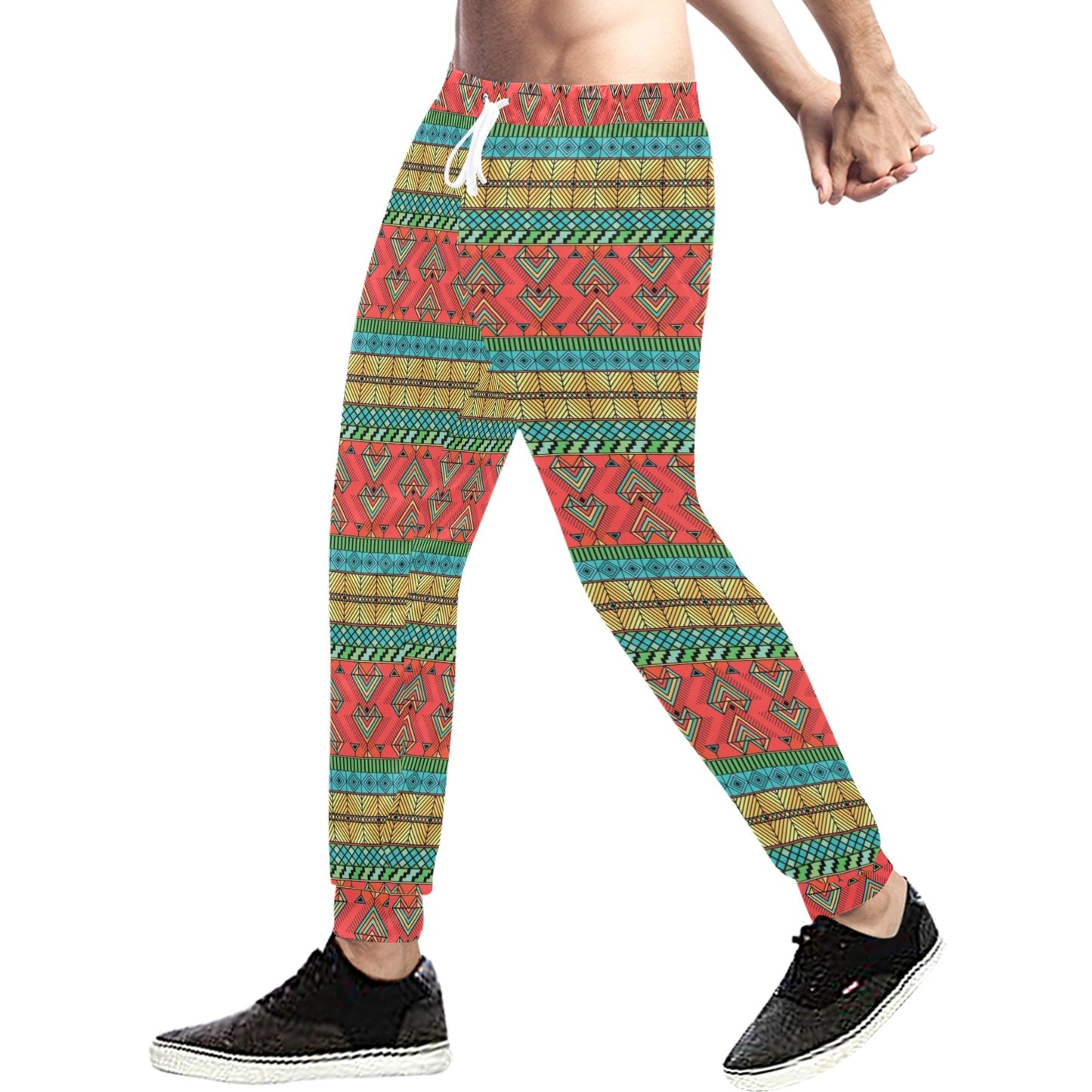 African Colorful Zigzag Print Pattern Men's Sweatpants