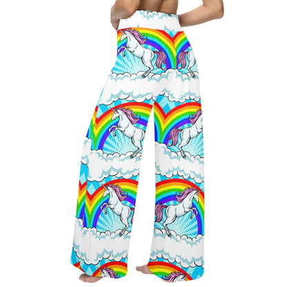 Unicorn Rainbow Women's Wide Leg Lounge Pants