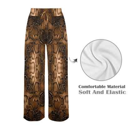 Snake Skin Brown Print Women's Wide Leg Lounge Pants