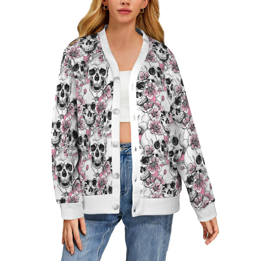 Cherry Blossom Pattern Print Design CB03 Women's Cardigan