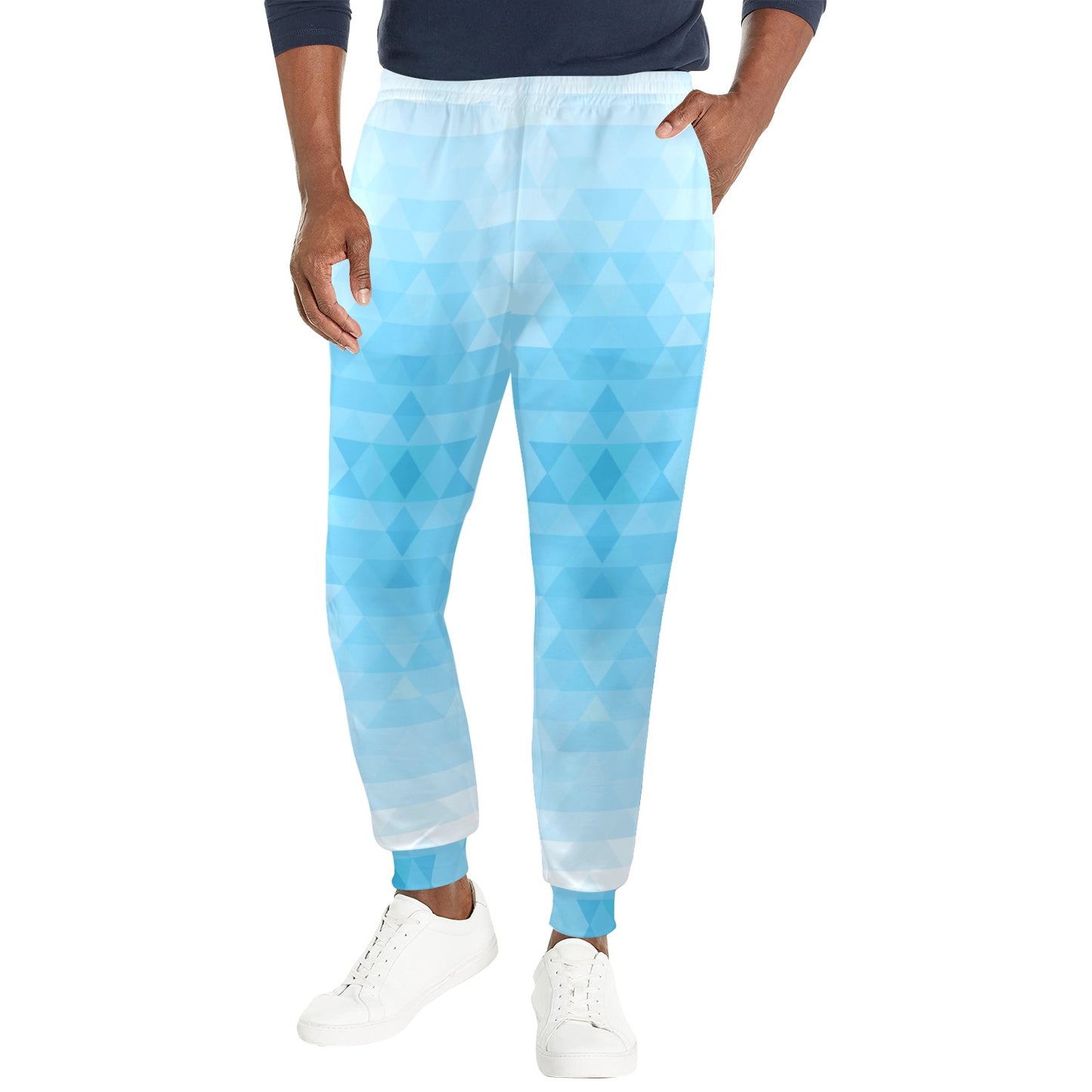 Geometric Blue Pattern Print Design 01 Men's Casual Track Pants