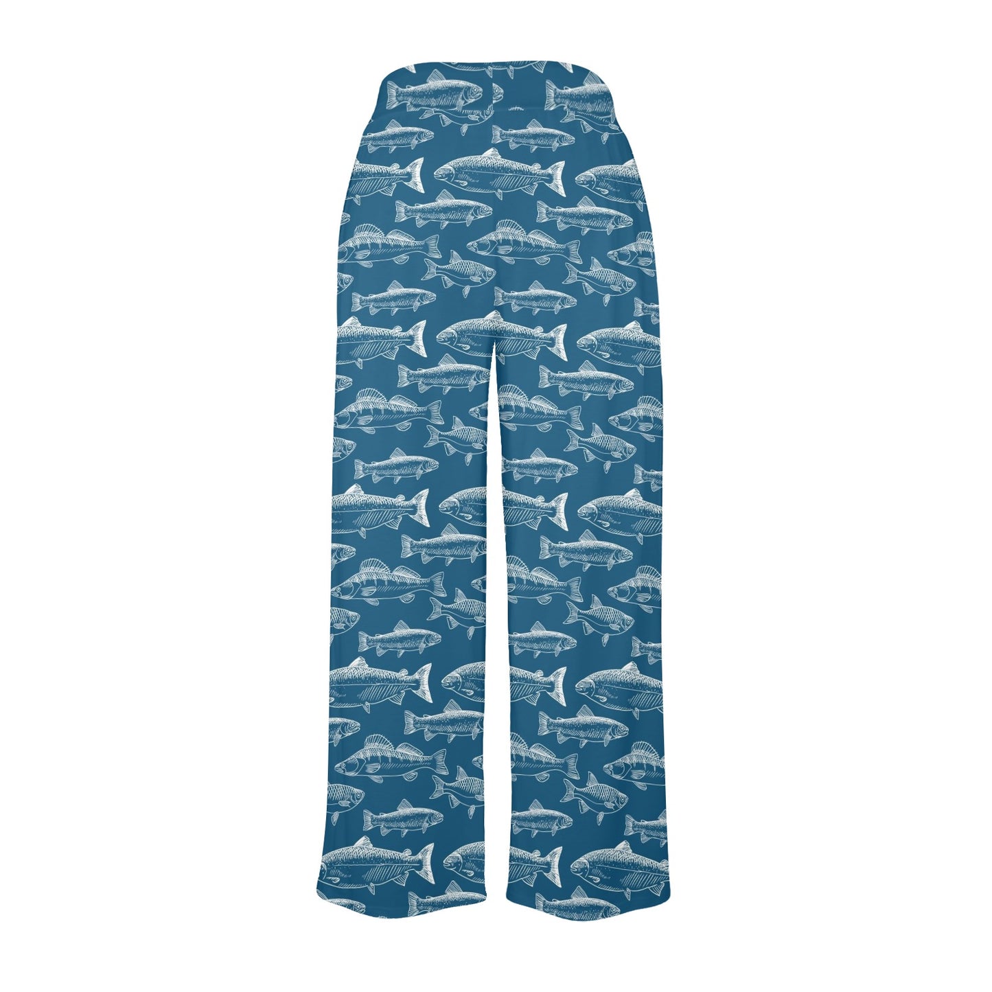 Salmon Fish Print Design LKS301 Women's Wide Leg Lounge Pants