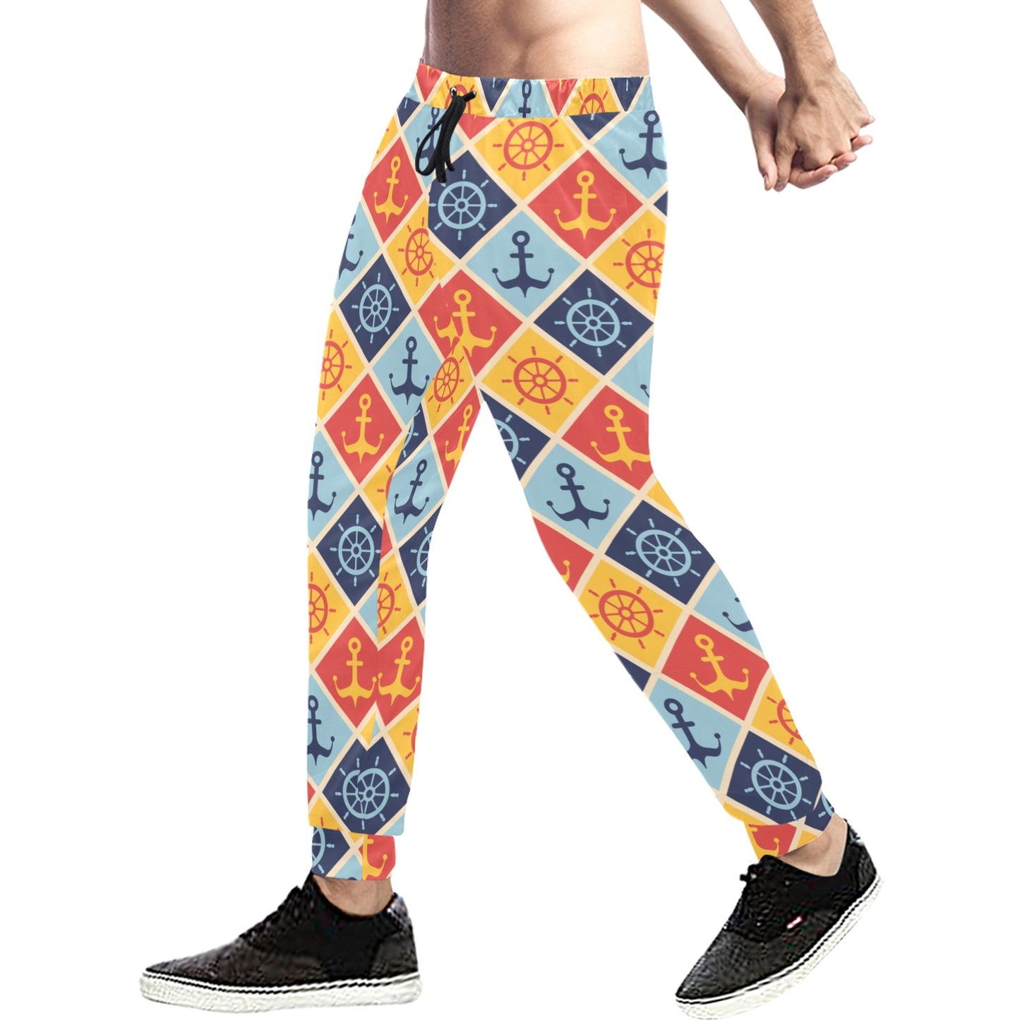 Nautical Pattern Design Themed Print Men's Sweatpants