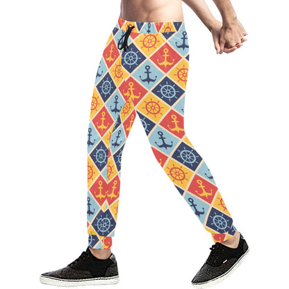 Nautical Pattern Design Themed Print Men's Sweatpants