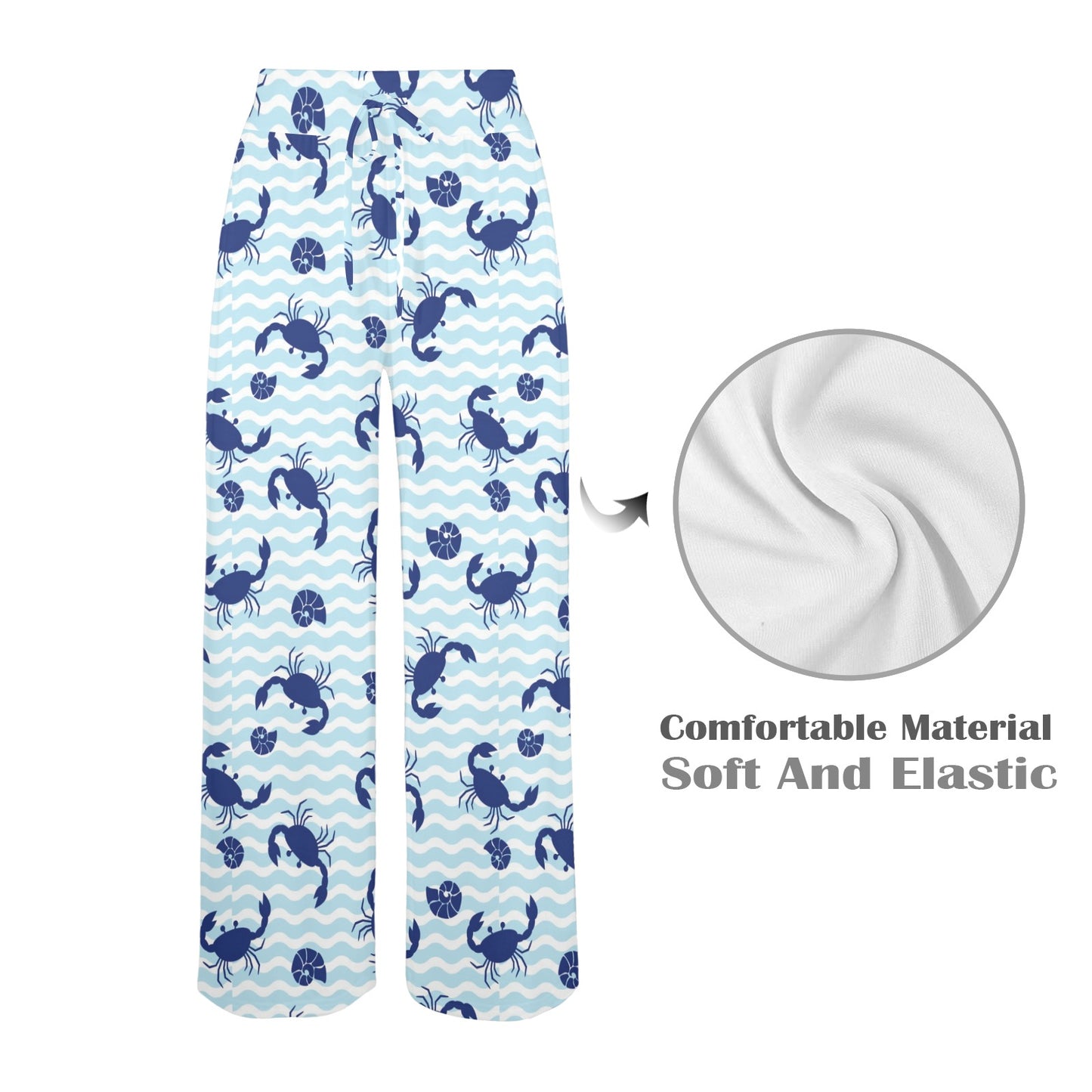 Crab Pattern Print Design 04 Women's Wide Leg Lounge Pants