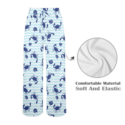 Crab Pattern Print Design 04 Women's Wide Leg Lounge Pants
