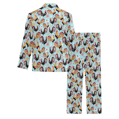 Rooster Themed Design Men's Long Pajama Set