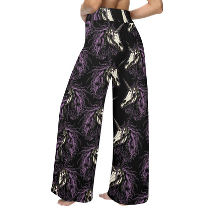 Unicorn Skull head Women's Wide Leg Lounge Pants